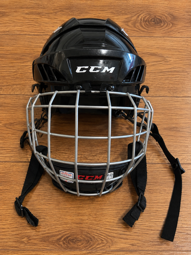 CCM FitLite FL40 Hockey Helmet Combo – Small – Black with Full Silver Face Cage