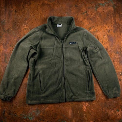 Columbia Mens L Olive Green Full Zip Fleece Jacket Gorpcore Hiking