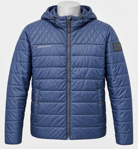 Bauer Team Hooded Puffer Jacket Men's Medium Navy