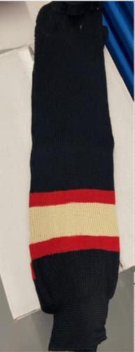18 Pairs Black, red,cream Colors Athletic Knit Hockey Socks Adult Large 32" Length
