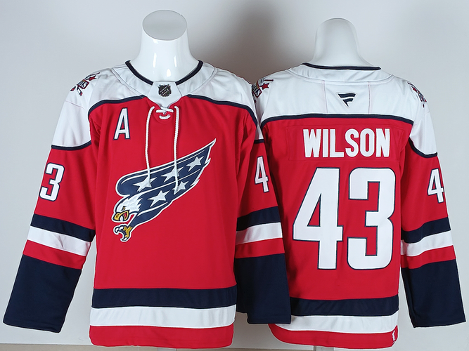 Men's Washington Capitals Tom Wilson #43 Stitched Red Jersey Ice Hockey Jersey size 50