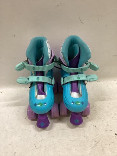 Used Disney FROZEN 10-13J Child Roller Quad Skates Carolina Blue Adjustable 11725-S000510503