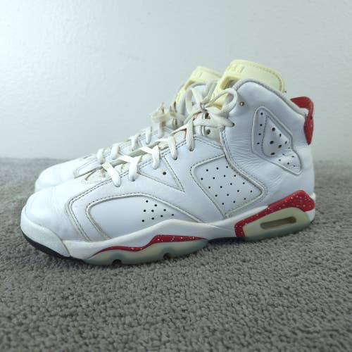 Jordan Air Jordan 6 Retro GS Boys Size 7Y White Red Black Sneakers 384665-162