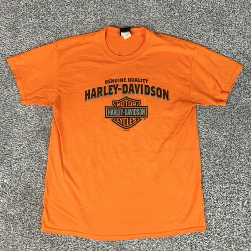 Harley Davidson Shirt Mens Large Orange Hill City South Dakota Biker Motorcycle