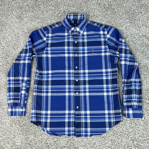 Ralph Lauren Shirt Mens Medium Blue Plaid Button Down Pony Preppy Casual Work