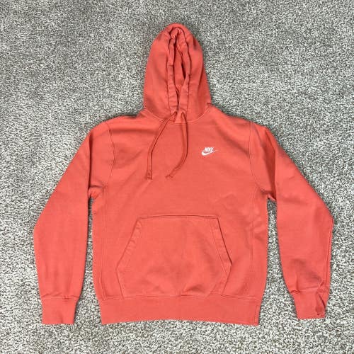 Nike Hoodie Mens Small Orange Club Sportswear Pullover Sweatshirt Swoosh Gym