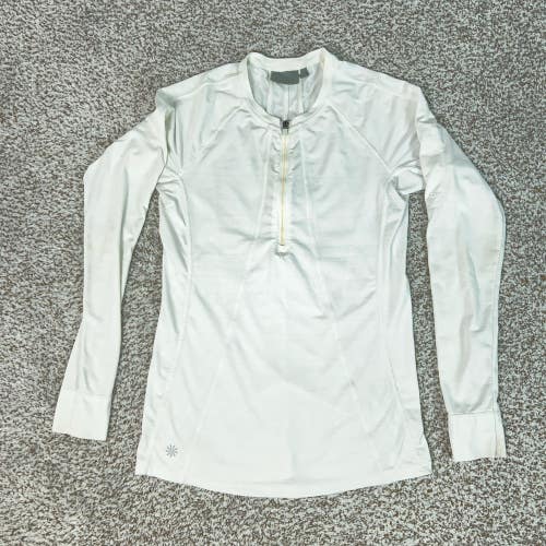 Athleta Shirt Womens Small White 1/4 Zip Long Sleeve Pacifica UPF Beach Pullover