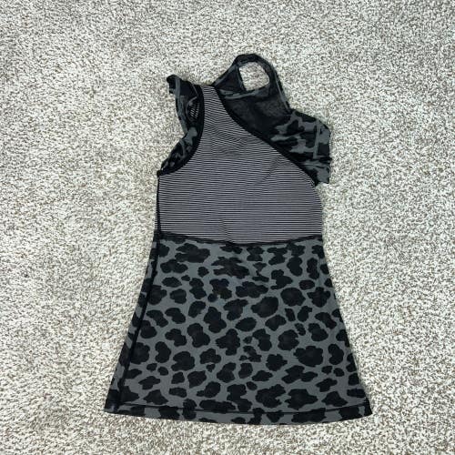 Lululemon Tank Top Womens 4 Gray Leopard Print Striped Built In Bra Yoga Shirt