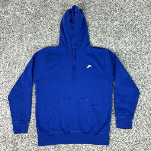 Nike Hoodie Mens Medium Blue Club Sportswear Fleece Pullover Sweatshirt Swoosh