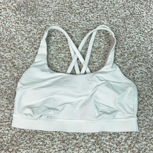 Lululemon Sports Bra Womens Small White Energy Bra Strappy Back Yoga Gym Workout