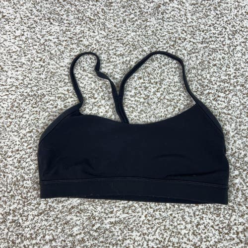 Lululemon Sports Bra Womens 8 Black Racerback Yoga Gym Workout Athletic Logo