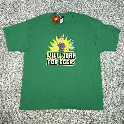 Vintage King Of The Hill Shirt 2XL Green Tee Will Work For Beer Dale Gribble Men