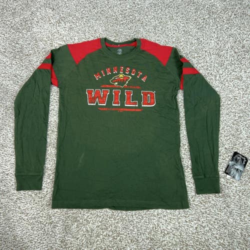 Minnesota Wild Mens Shirt Medium Green Red Long Sleeve Hockey NHL Sports Top