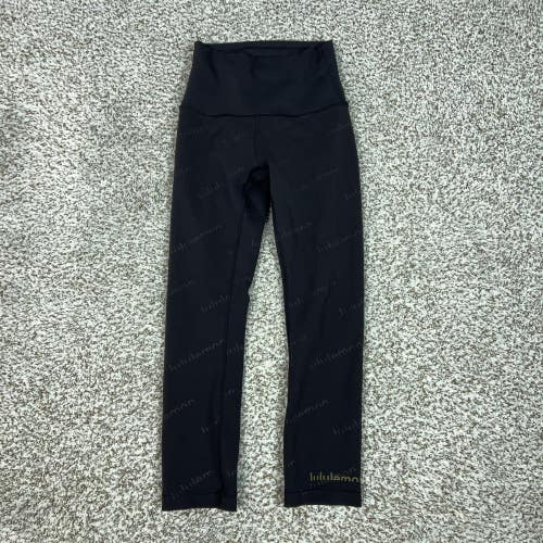 Lululemon Pants Womens 2 Black High Rise Cropped Leggings Yoga Gym Wunder Train