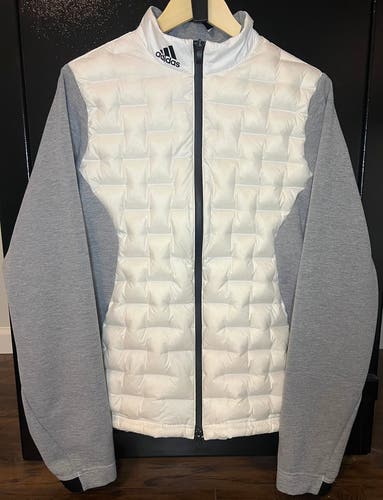 Adidas Golf Frostguard Men's Medium Quilted Down Full-Zip Jacket White/Gray