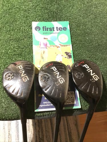 Ping G25 Hybrids Set (20* HY, 23* HY, 27* HY) Stiff TFC 189 Graphite Shafts READ
