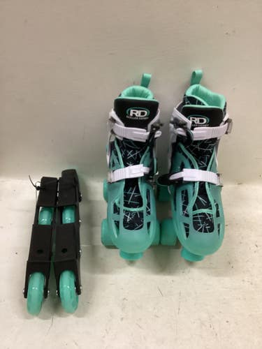 Used RollerDerby ADJ 3-6 Junior Rec Fitness Skates Turquoise Adjustable 11725-S000508872