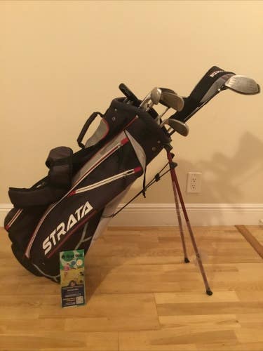 Strata Golf Full Set (D, 3W, 5H, 6-PW, Putter) Mens Steel & Stand Bag