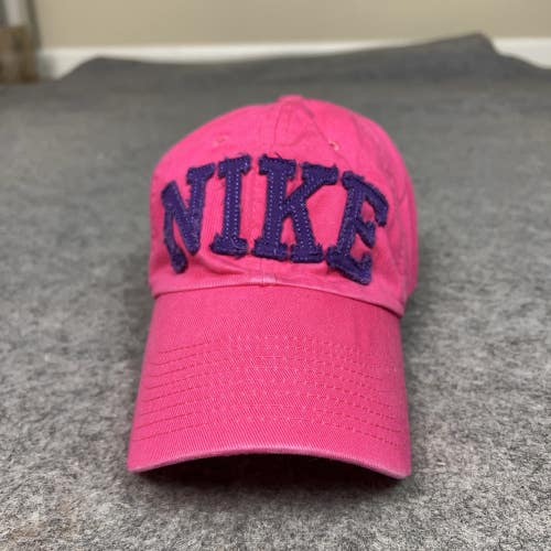 Nike Mens Hat Strap Back Cap Pink Embroidered Spell Out Heritage86 Sports Logo