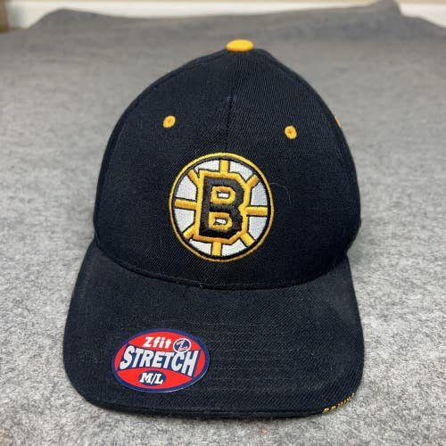 Vintage Boston Bruins Mens Hat Medium Flex Cap Black Yellow NHL Hockey Zephyr