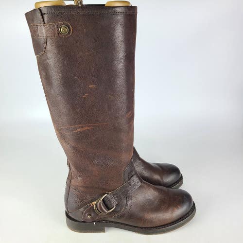 Olukai Nahuku Brown Leather Harness Women's Riding Boot Side Zip Size: 7 B