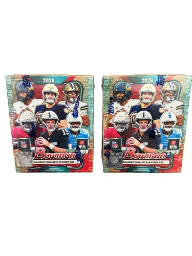 2 - 2026 BOWMAN FOOTBALL MEGA BOX (42 Cards) w/Chrome NFL Brand New Sealed