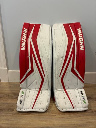 Vaughn SLR3 Pro Goalie Leg Pads – 33+2 – White/Red
