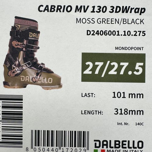 Mondo 27 & 27.5 Men's Dalbello MV 130 Cabrio 3D Wrap Ski Boots Stiff Flex (New)