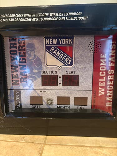 New York Rangers Bluetooth Speaker Scoreboard Wall Clock with Temperature, - 19.75" x 15.7