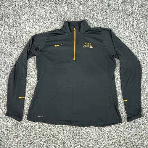 Minnesota Golden Gophers Womens Shirt XL Gray Nike Dri Fit 1/4 Zip Pullover NCAA