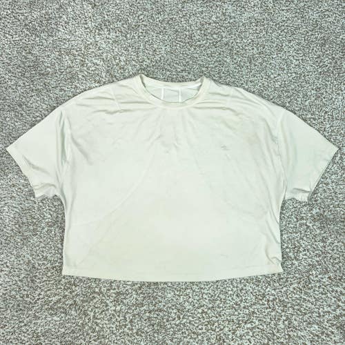Lululemon Shirt Womens Large White Cropped Short Sleeve Relaxed Gym Yoga Top