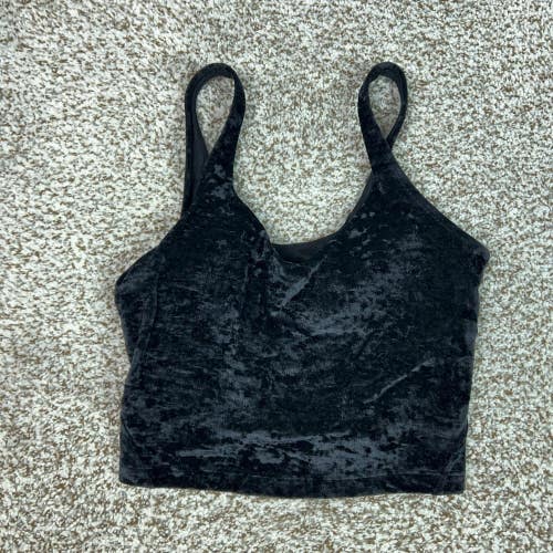 Lululemon Tank Top Womens 6 Black Crushed Velvet Cropped Yoga Gym Athletic Sport