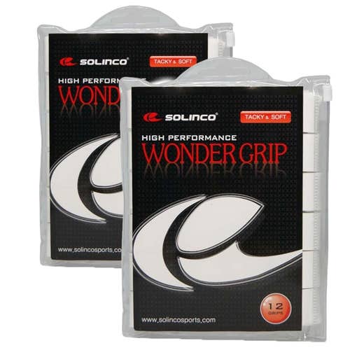 Solinco Wonder Grip White 12-Pack (2-Pack, 24 Grips) – Thick Cushioned Shock...