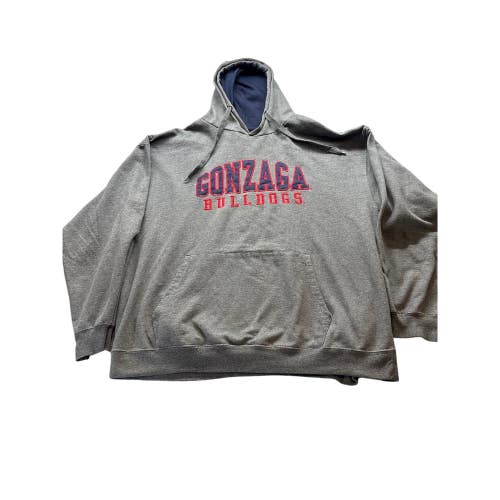Gonzaga Bulldogs Hoodie Men's No Size Tag Gray NCAA Pullover Sweatshirt Flaw