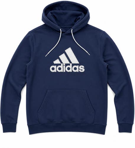 Adidas Men's Blue with white Logo Fleece Lined Pullover Hoodie Sweatshirt XL