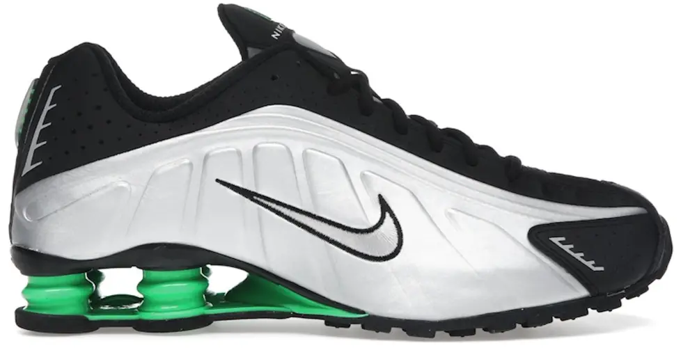 Size 11 - Nike Shox R4 Metallic Silver Green Shock (NO BOX) HQ1988-006