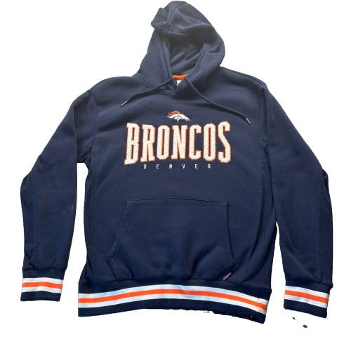 Denver Broncos Hoodie Sweatshirt Unise M Blue Fleece Embroidered Logo NFL