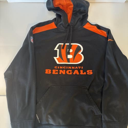 Nike Bengals Hoodie Mens L Black Orange Therma Fit NFL