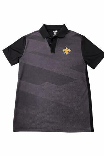 NFL New Orleans Saints Polo Shirt Mens Large L Black Gold TX3 Cool Team Apparel
