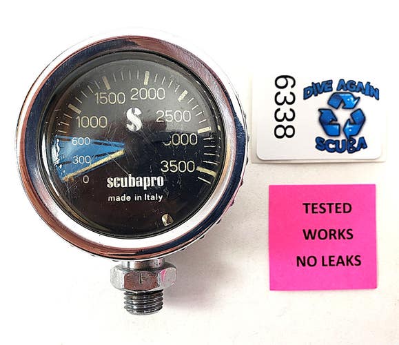 Scubapro Brass 3500 PSI Scuba Dive Pressure Gauge SPG Vintage              #6338