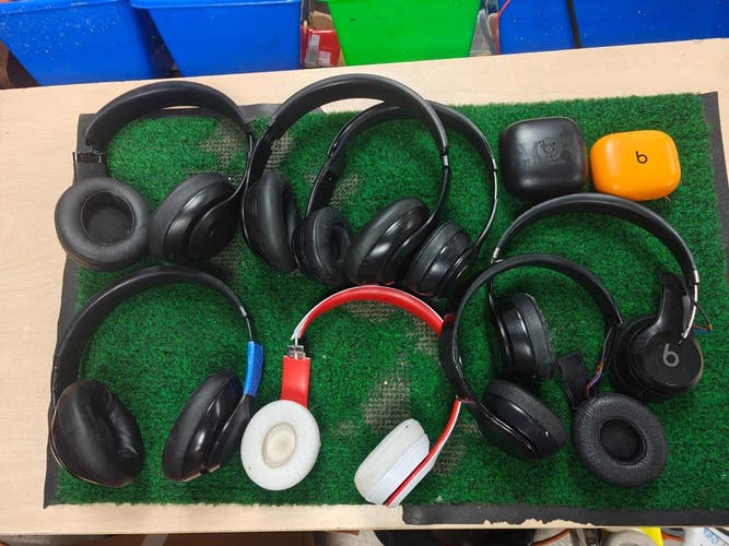 Lot of 9 Beats Bluetooth Headphones Earbuds FOR PARTS ONLY