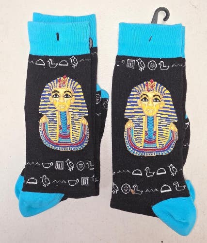 ST8 Mens "King Tutankhamun" Crew Socks Lot of 2 Pair LARGE New