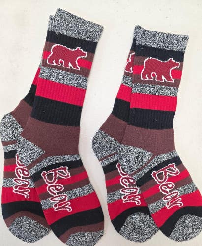 ST9 Mens "Bear Wildlife Outdoor" Crew Socks Lot of 2 Pair LARGE New