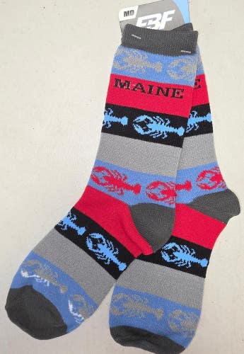 ST12 Mens "MAINE LOBSTER SEAFOOD" Crew Socks Lot of 1 Pair MEDIUM New