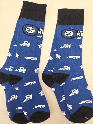 ST19 Mens "CONSTRUCTION EQUIPMENT" Crew Socks Lot of 2 Pair MEDIUM New