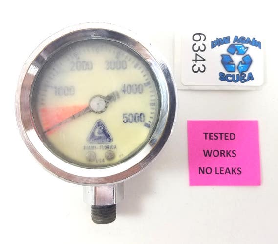 Cressi Brass 5000 PSI Scuba Dive Pressure Gauge SPG Vintage               #6343