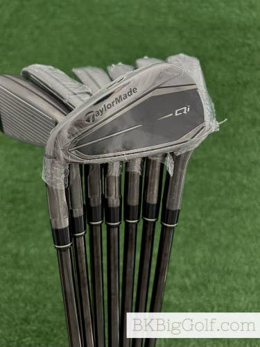 NEW LH Taylormade Qi Gunmetal Black Iron Set 5-A / KBS Max MT 85 Regular