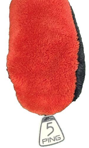 Ping Fuzzy Red And Black Vintage 5 Wood Headcover With Knit Sock Great Condition