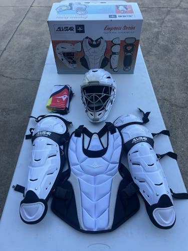 All-Star Empress Series Fastpitch Softball Catchers Set White CKW-EMP Sz S Read
