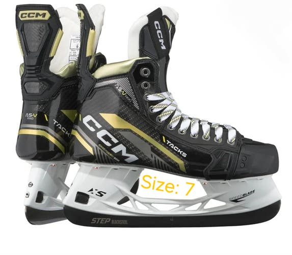 Black CCM AS-V Pro Hockey Skates Regular Width Pro Stock 7 (Used)
